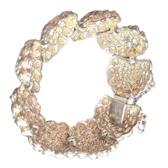 Vintage Heavy Napier Sterling Silver Chunky Textured Shell Statement Bracelet - Picture 10 of 11